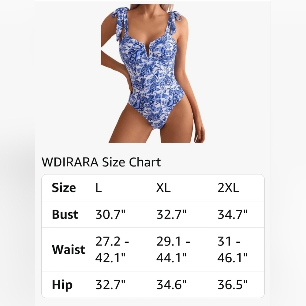 Floral Boho Tie Shoulder Swimsuit #1073 NWOT - Picture 9 of 9